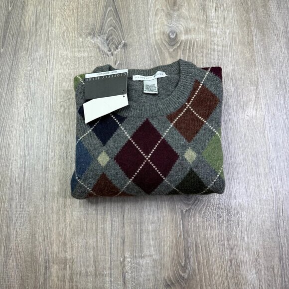 NWT Geoffrey Beene Mens 025/DK Gray Argyle Lambswool Pullover Sweater Size XXL - Picture 2 of 9